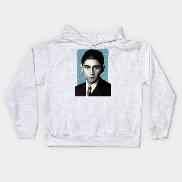 Novelist Franz Kafka illustration Kids Hoodie by Litstoy 